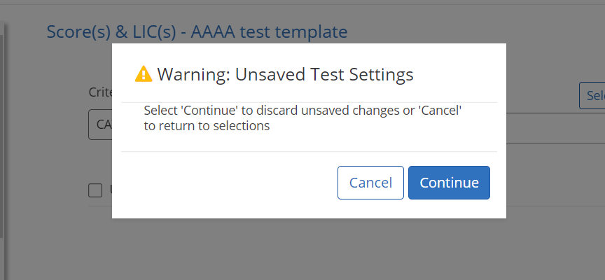 test setting warning unsaved